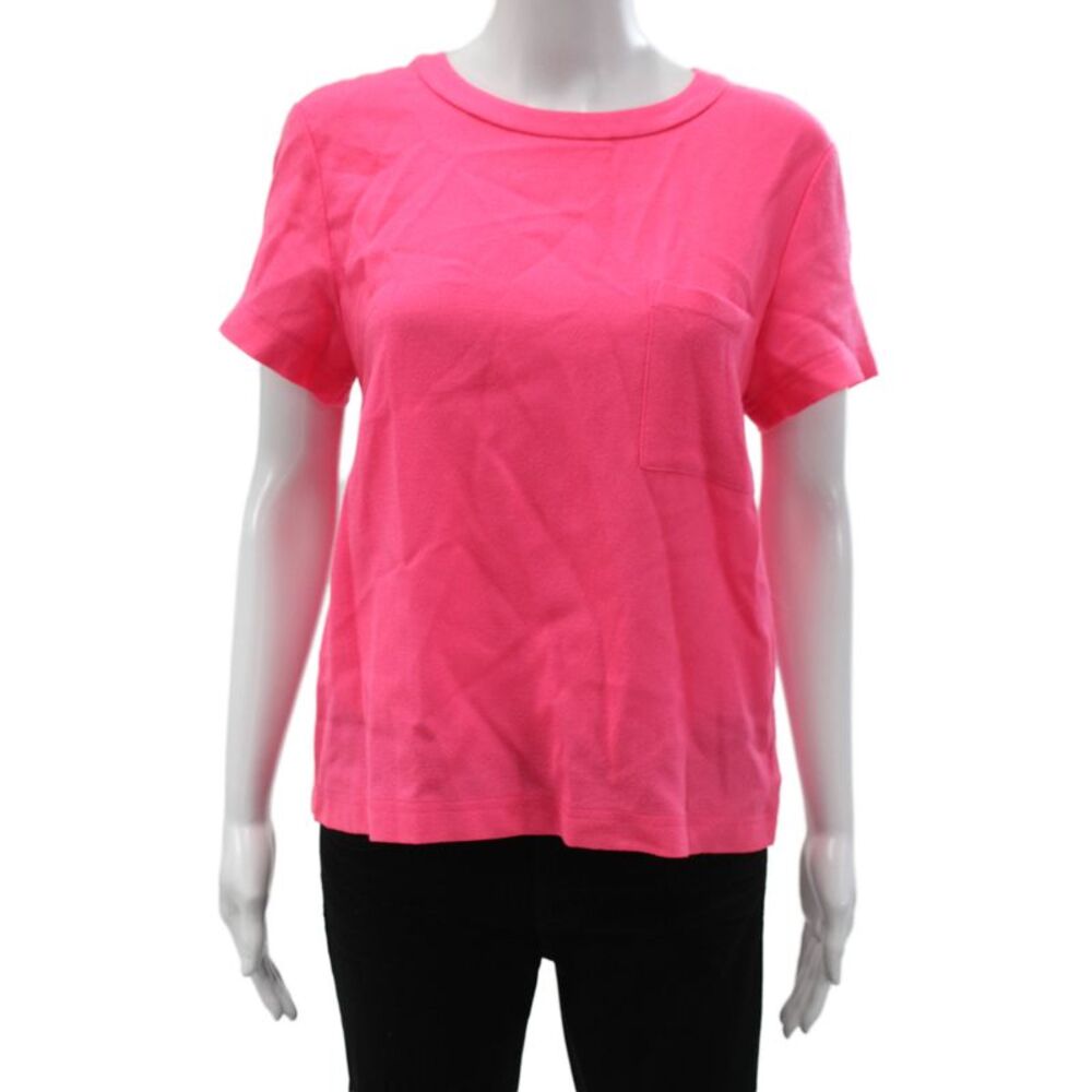 Lisa Perry Womens Pink 100% Wool Crew Neck T-Shirt Zip Long Sleeve Size 10